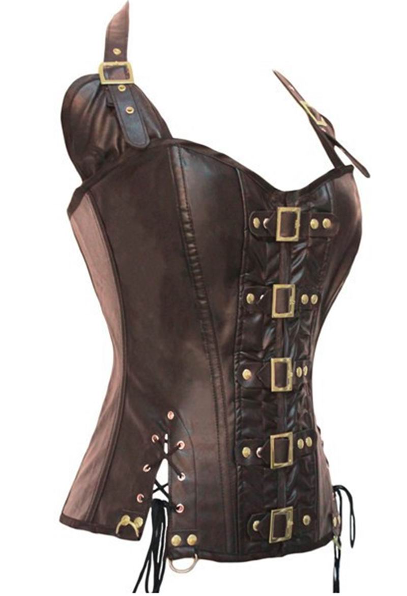 F9074 BROWN STEAMPUNK CORSET